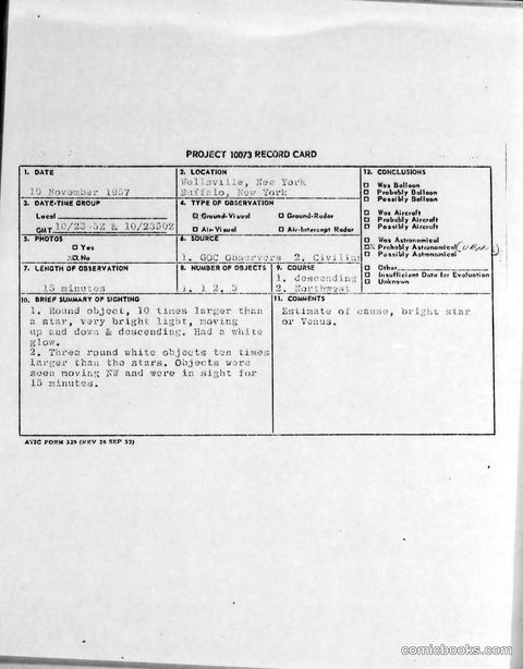 Project 10073 Record Card