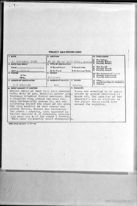 UFO Sighting Report, Hill City, Kansas