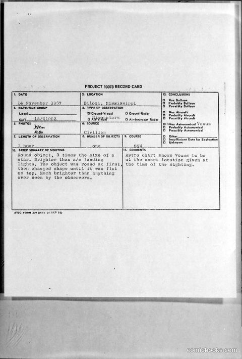 Project 10073 Record Card