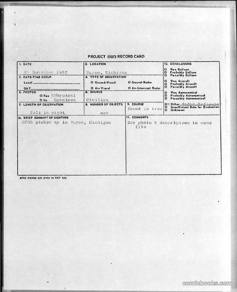 PROJECT 10073 Record Card