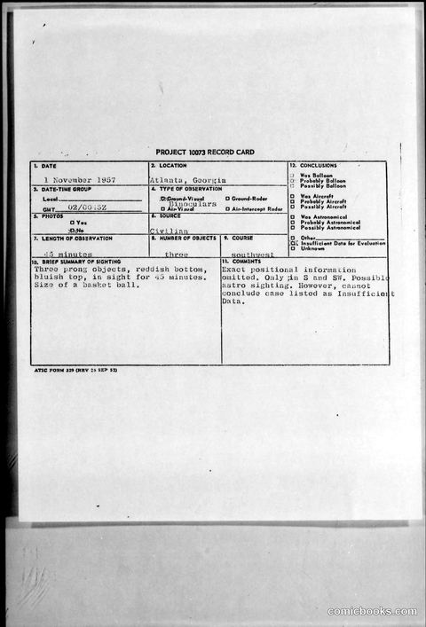 Project 1003 Record Card