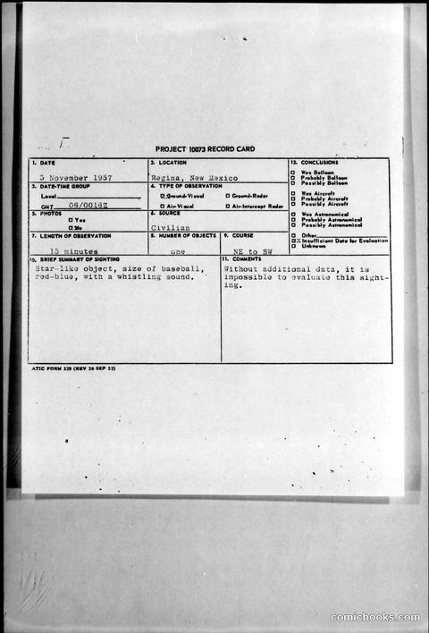Project 10073 Record Card