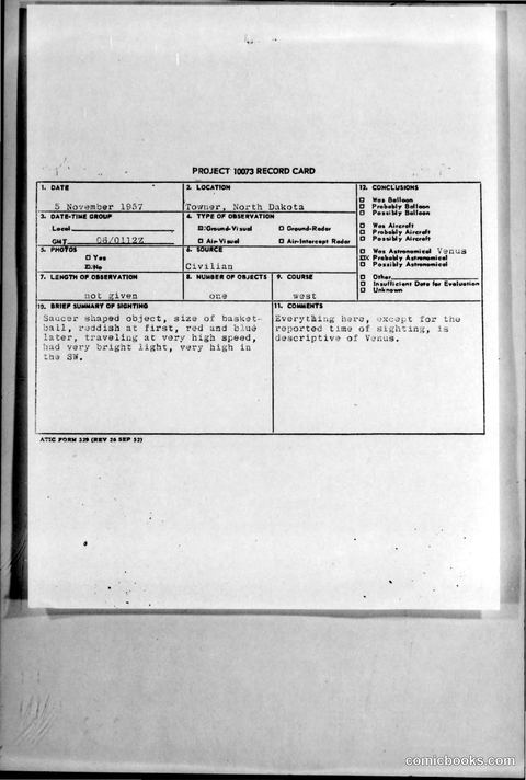 Project 1003 Record Card