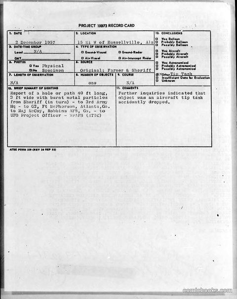 PROJECT 10073 Record Card