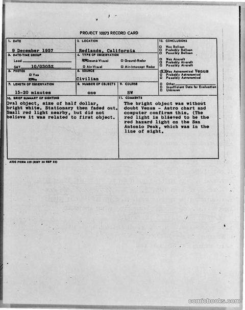 Project 10073 UFO Sighting Report