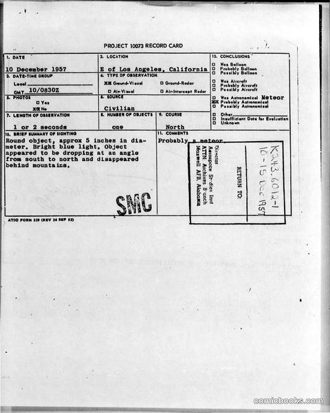 Project 10073 Record Card
