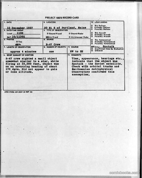PROJECT 10073 RECORD CARD