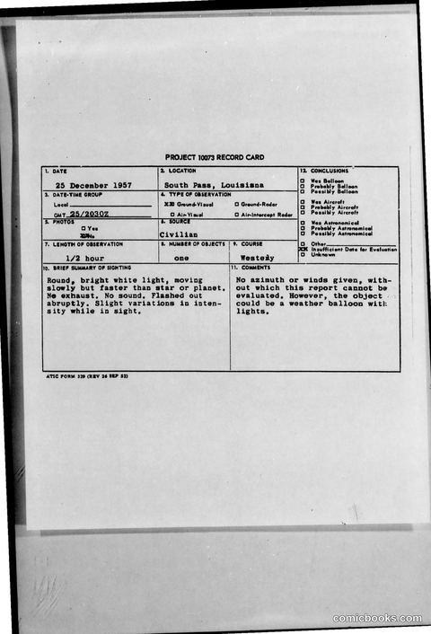 UFO Sighting Report, South Pass, Louisiana
