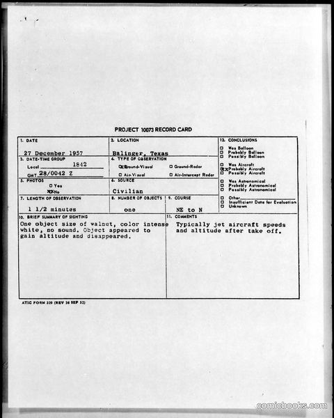 Project 1073 Record Card