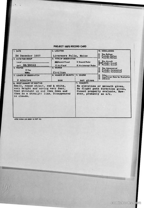 Project 10073 UFO Sighting Report