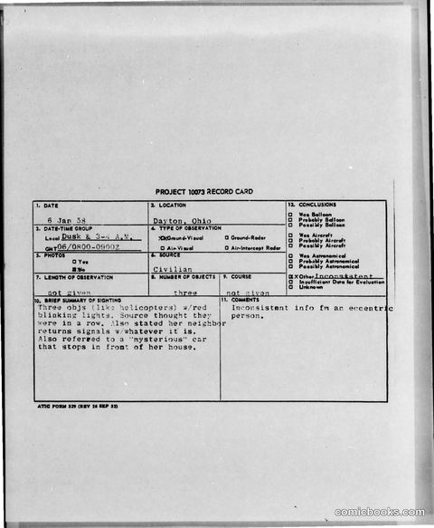 Project 1073 UFO Sighting Report