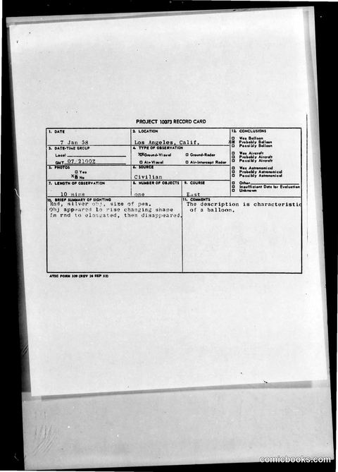 Project 1073 Record Card