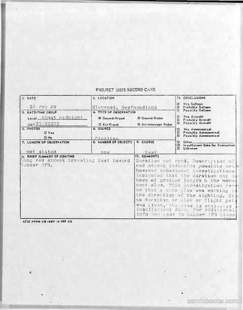 Project 10073 Record Card