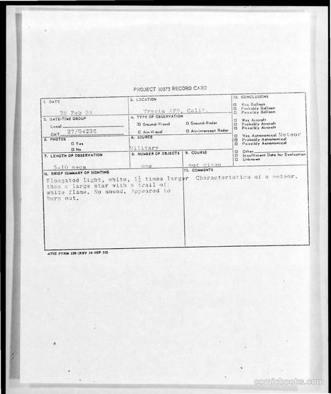 Project 1073 UFO Sighting Report