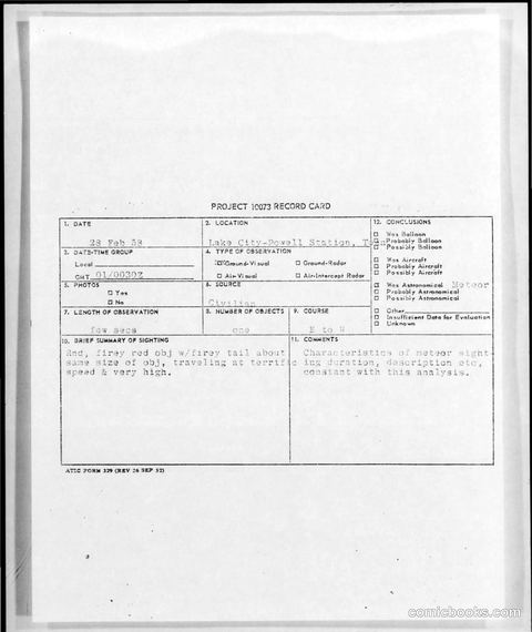 Project 1073 Record Card