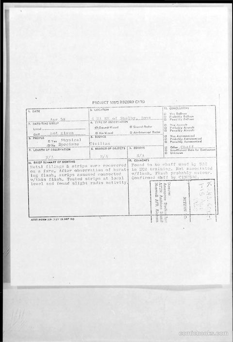 Project 1070 Record Card