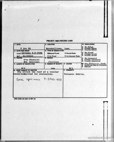Project 10073 Record Card