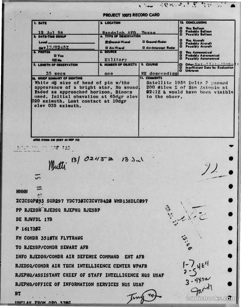 PROJECT 10073 RECORD CARD