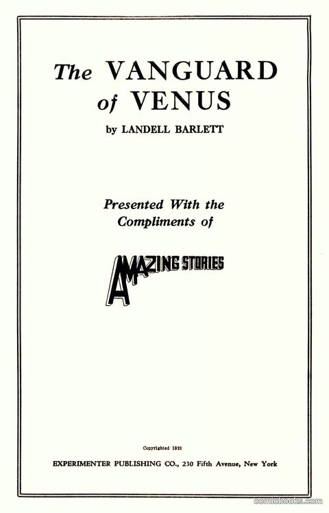 The Vanguard of Venus — Amazing Stories Promotional Booklet