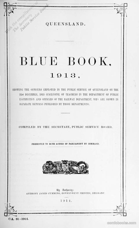 Queensland Blue Book, 1913
