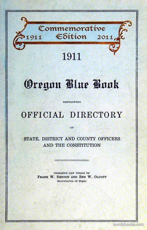 Oregon Blue Book, 1911 Commemorative Edition