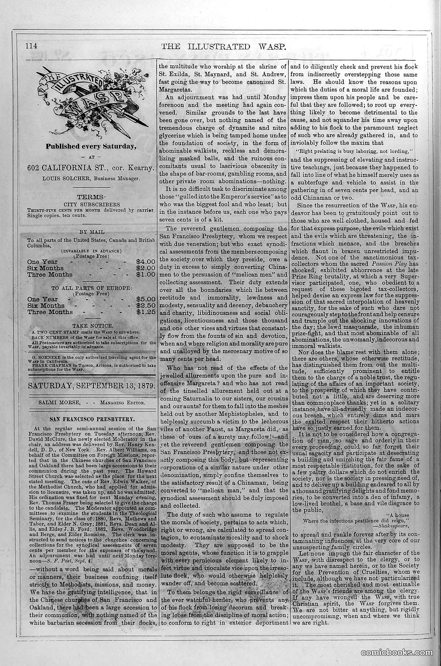 The Wasp — September 13, 1879 — page 3: The Wasp, 1879-09-13