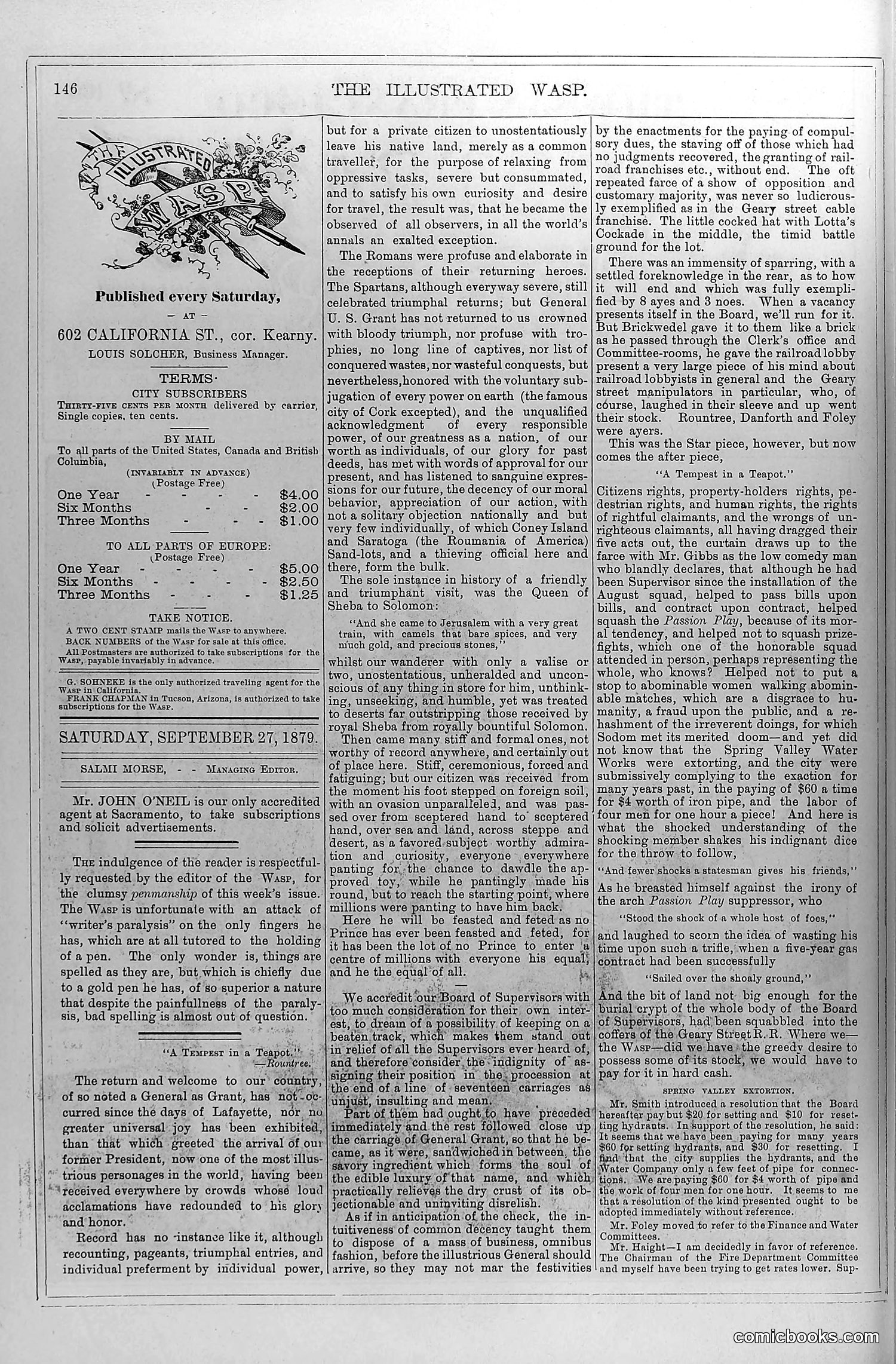The Wasp — September 27, 1879 — page 3: The Wasp, 1879-09-27
