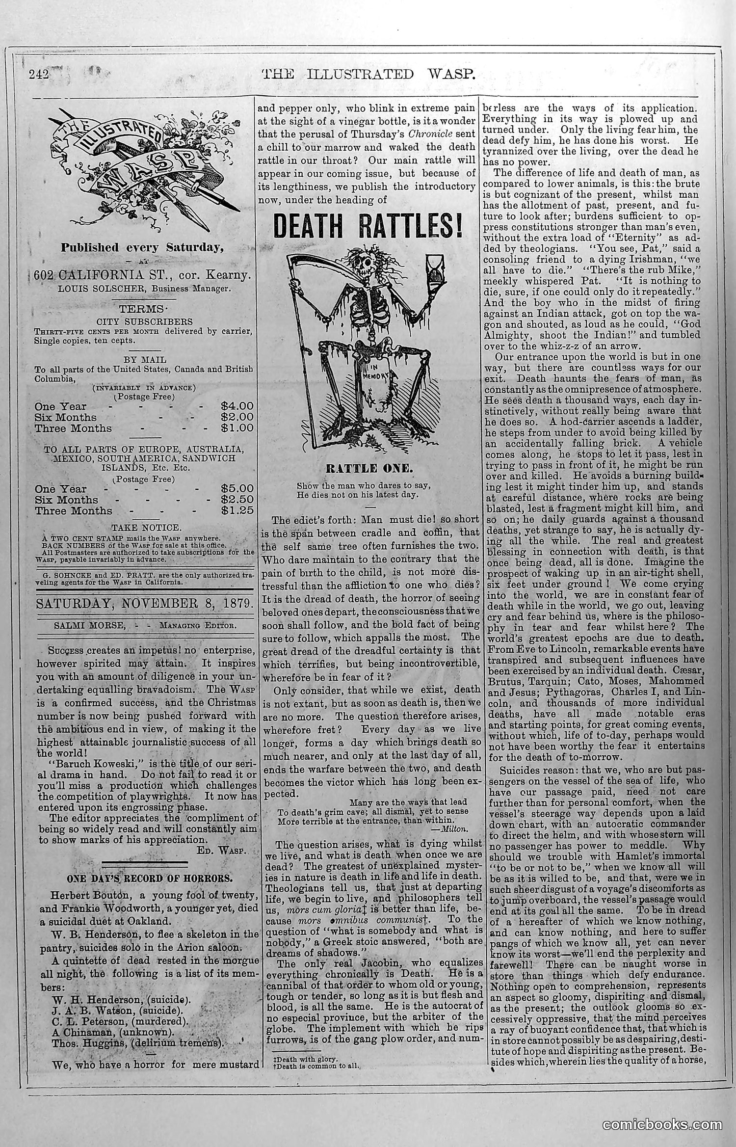 The Wasp — November 8, 1879 — page 3: The Wasp, 1879-11-08