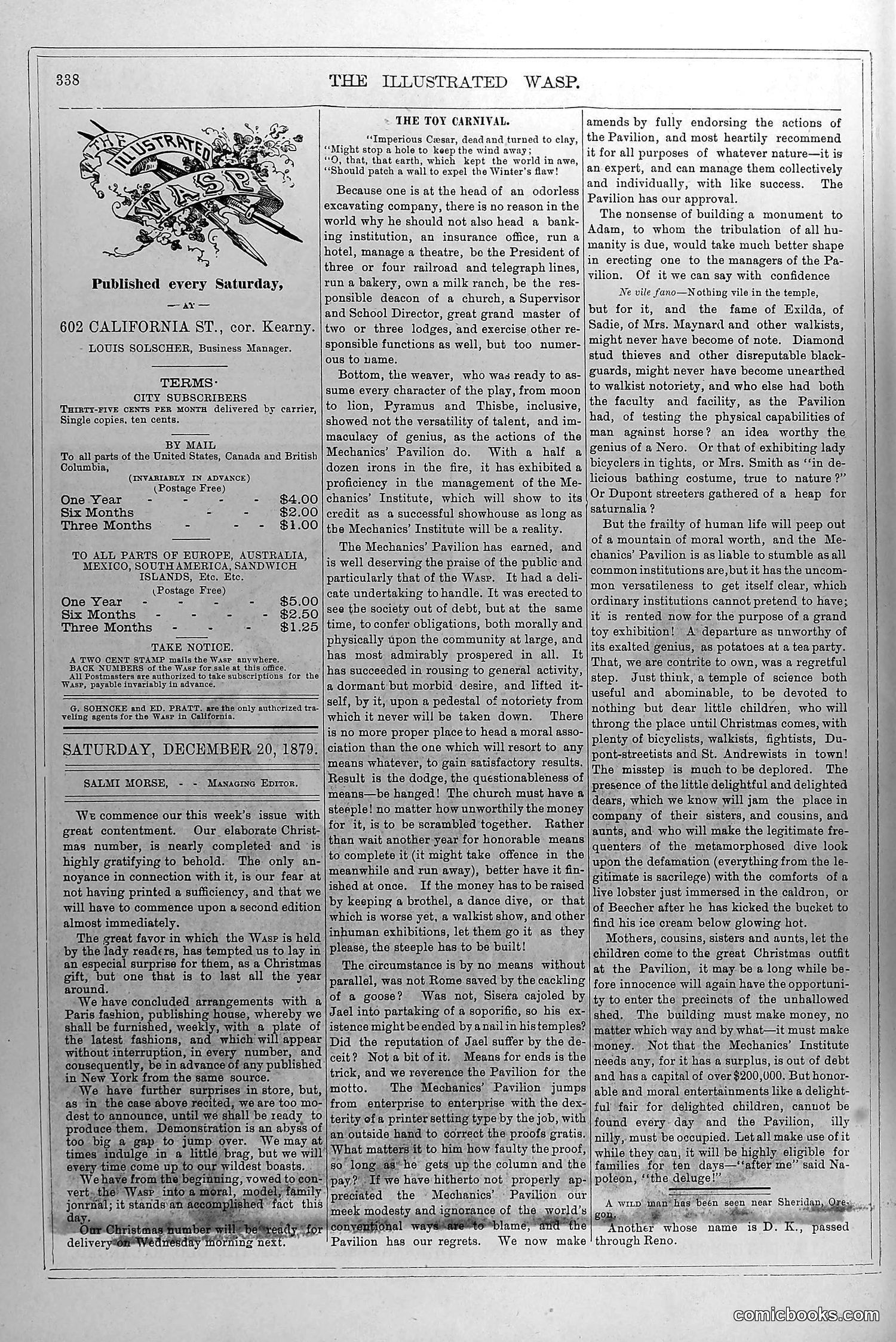The Wasp — December 20, 1879 — page 3: The Wasp, 1879-12-20